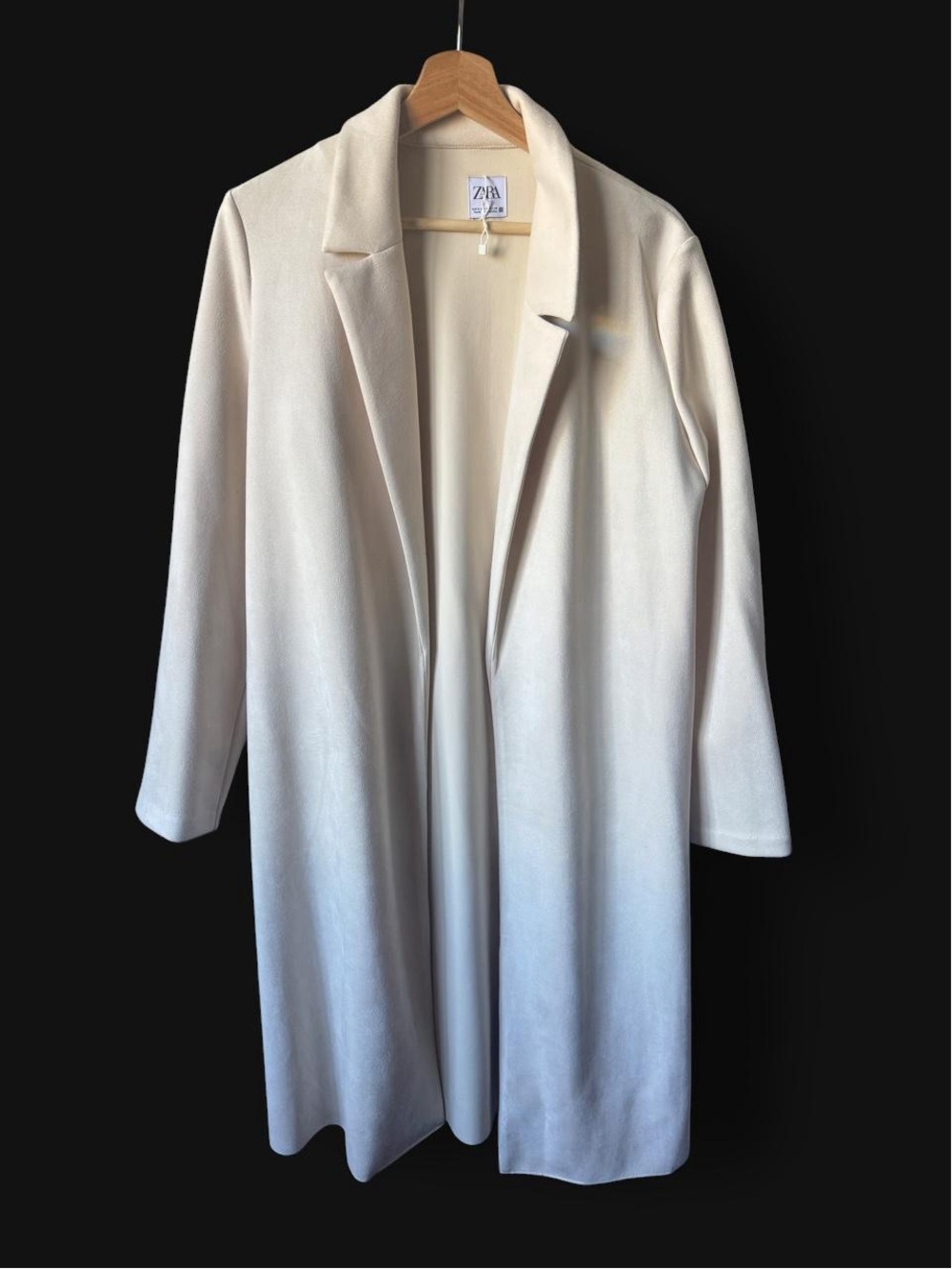 Zara Off-White Open-Front Long Trench Coat